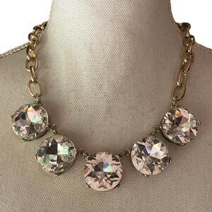 Express Chunky icy white crystal and gold tone chain link statement necklace 18"
